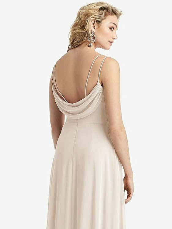 After Six 1520.....Cowl-Back Double Strap Maxi Dress.....Oat...Sz 12