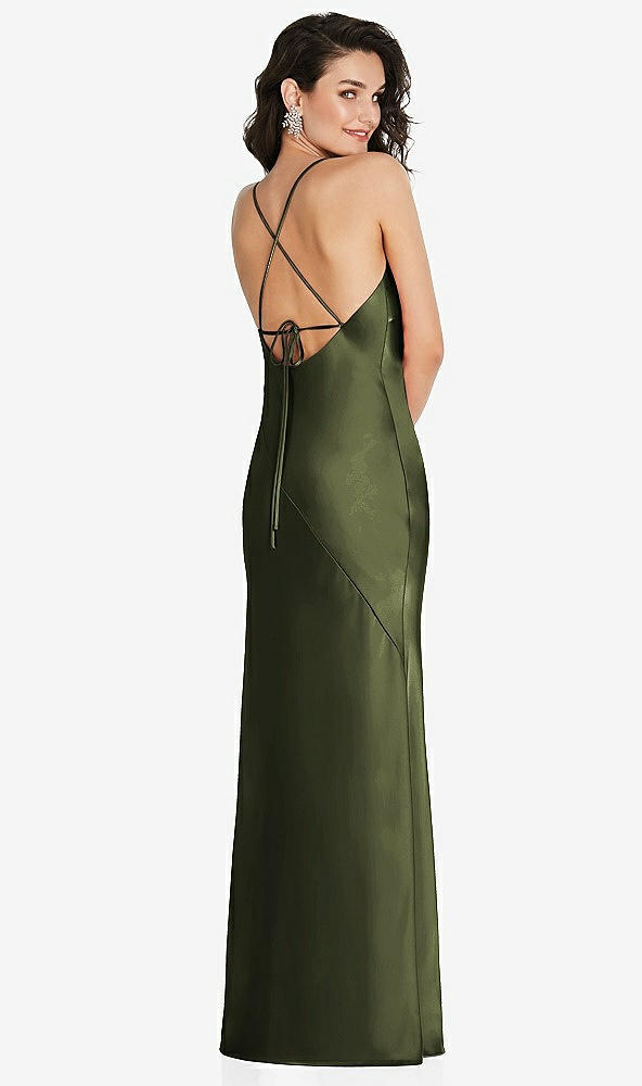 After Six 6854....V-Neck Convertible Strap Bias Slip Dress...Olive Green...Sz S