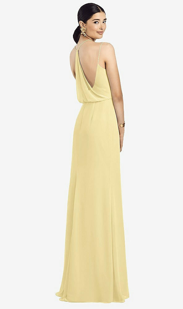 After Six 1527...Draped Blouson Back Chiffon Maxi Dress....Pale Yellow...Sz 2
