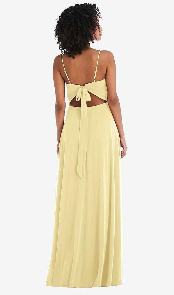 After Six 1548..Tie-Back Cutout Maxi Dress with Front Slit..Pale Yellow...Sz 2