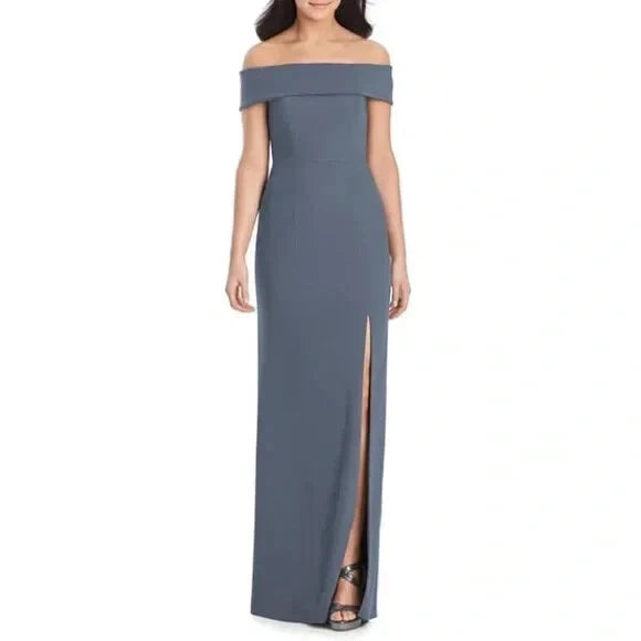 After Six 6800..Natural Waist Off-The-Shoulder Mermaid Dress...Silverstone...XXS