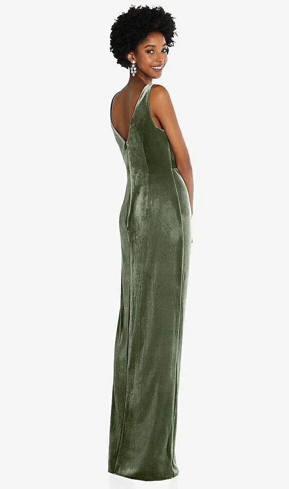 After Six 6861...Draped Skirt Faux Wrap Velvet Maxi Dress...Sage...Size XS