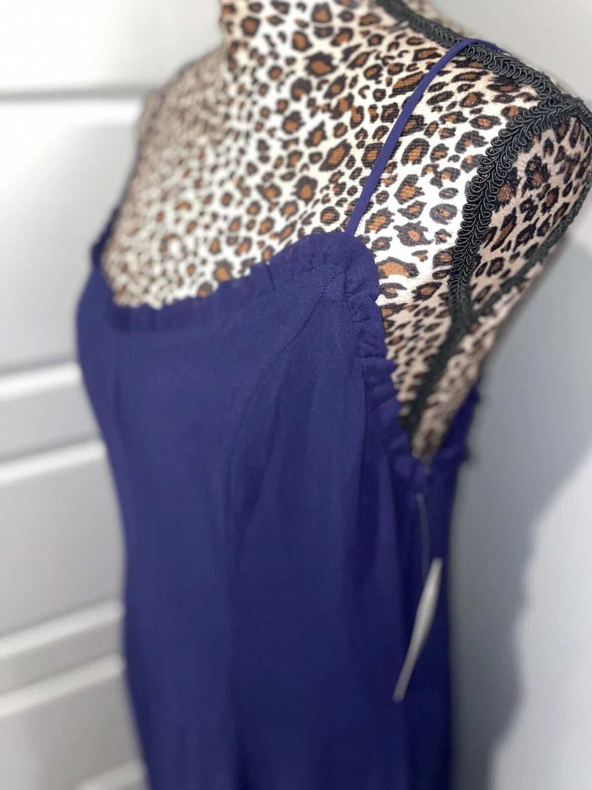 NEW XL A New Day Elegant Women's Chiffon Ruffle Maxi Dress Navy Blue