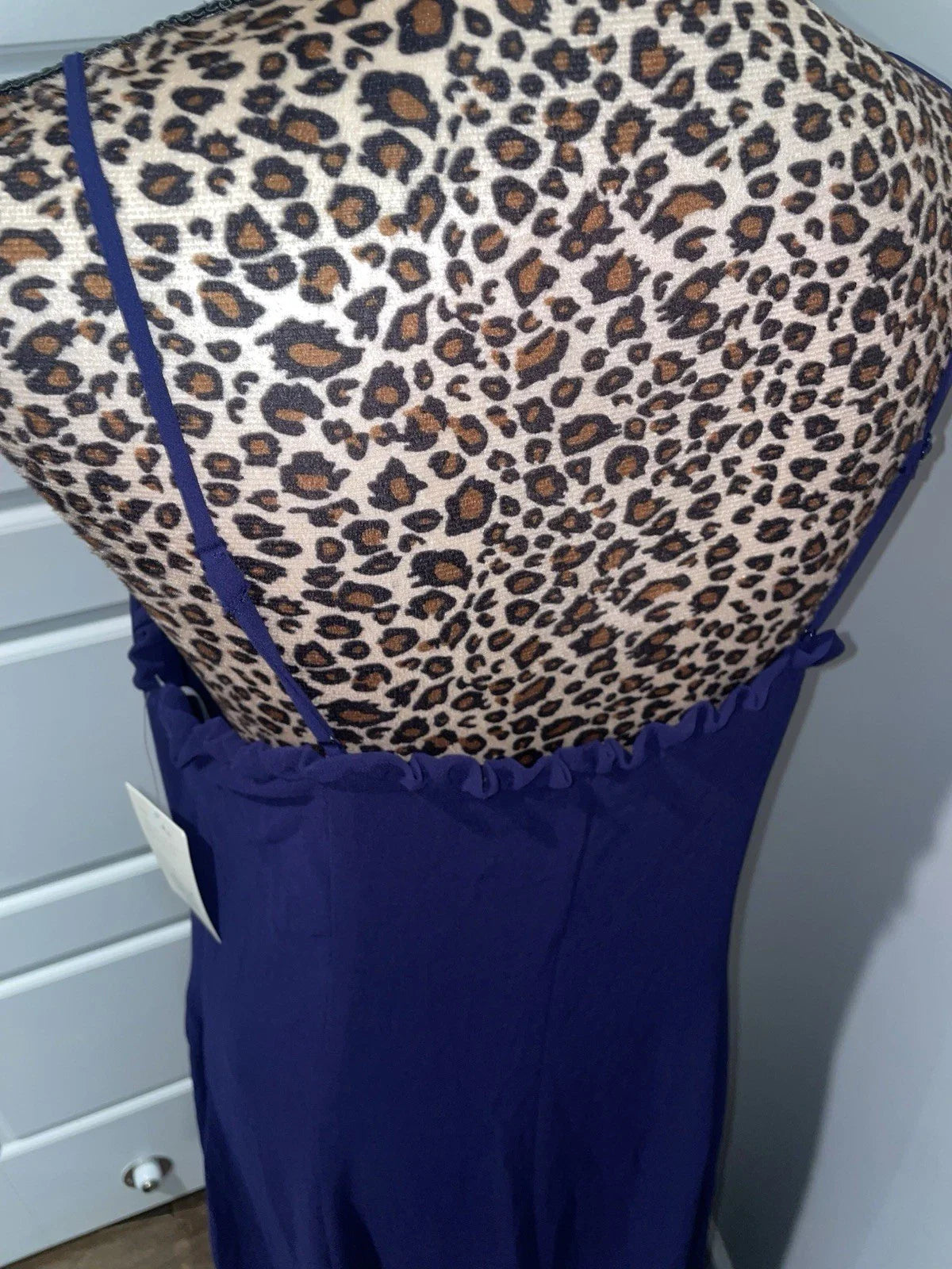 NEW XL A New Day Elegant Women's Chiffon Ruffle Maxi Dress Navy Blue