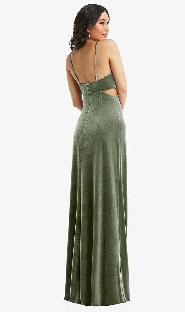 After Six 6866..Spaghetti Strap Cutout Midriff Velvet Dress....Sage....Size XXS