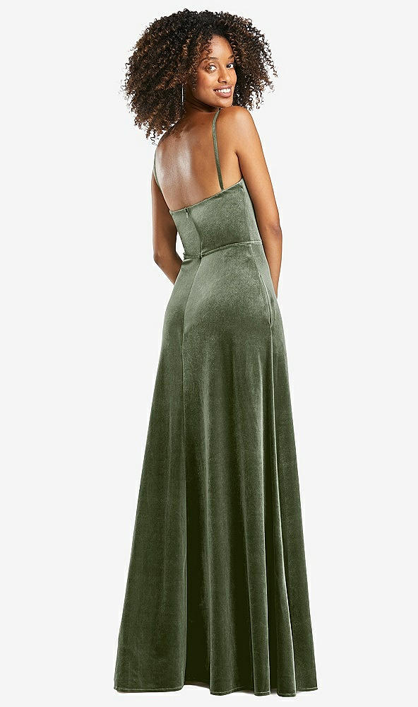 After Six 1541....Cowl-Neck Velvet Maxi Dress with Pockets....Sage...Sz 2