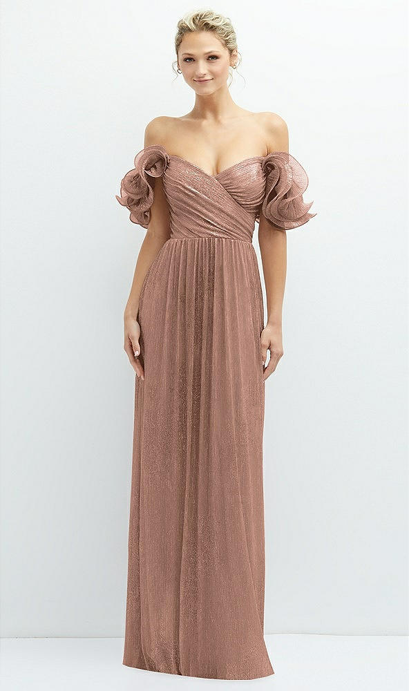 After Six 6883...Convertible Strap Metallic Pleated Dress...Sienna.....Size XXL