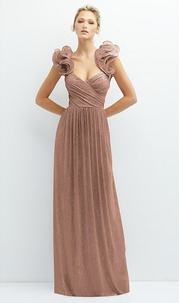 After Six 6883...Convertible Strap Metallic Pleated Dress...Sienna.....Size XXL