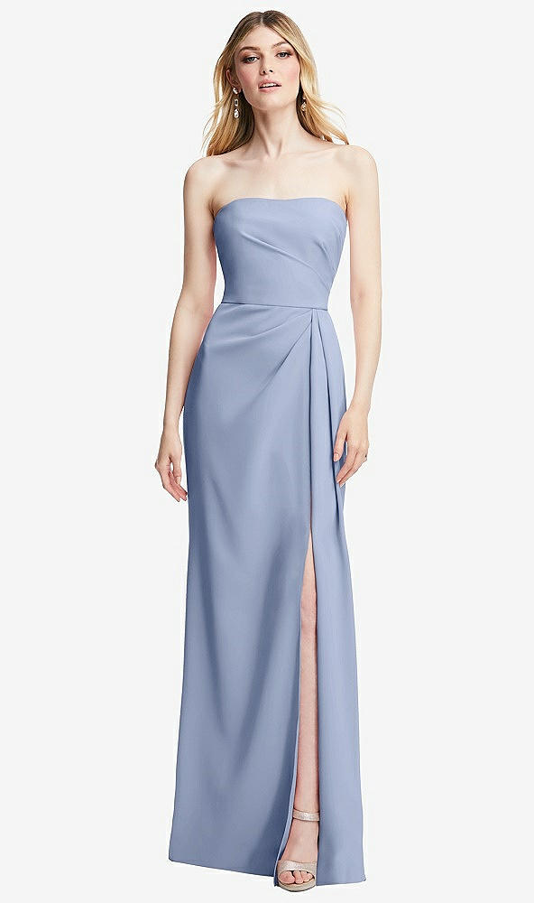 After Six 6873...Strapless Pleated Faux Wrap Trumpet Gown...Sky Blue...Sz 16