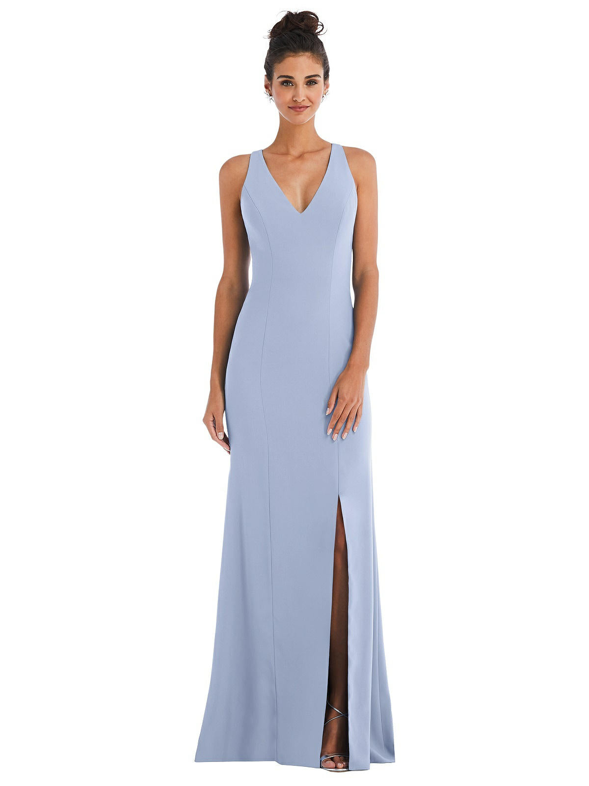 Criss-Cross Cutout Back Maxi Dress with Front Slit...TH050...Sky Blue...Size 18