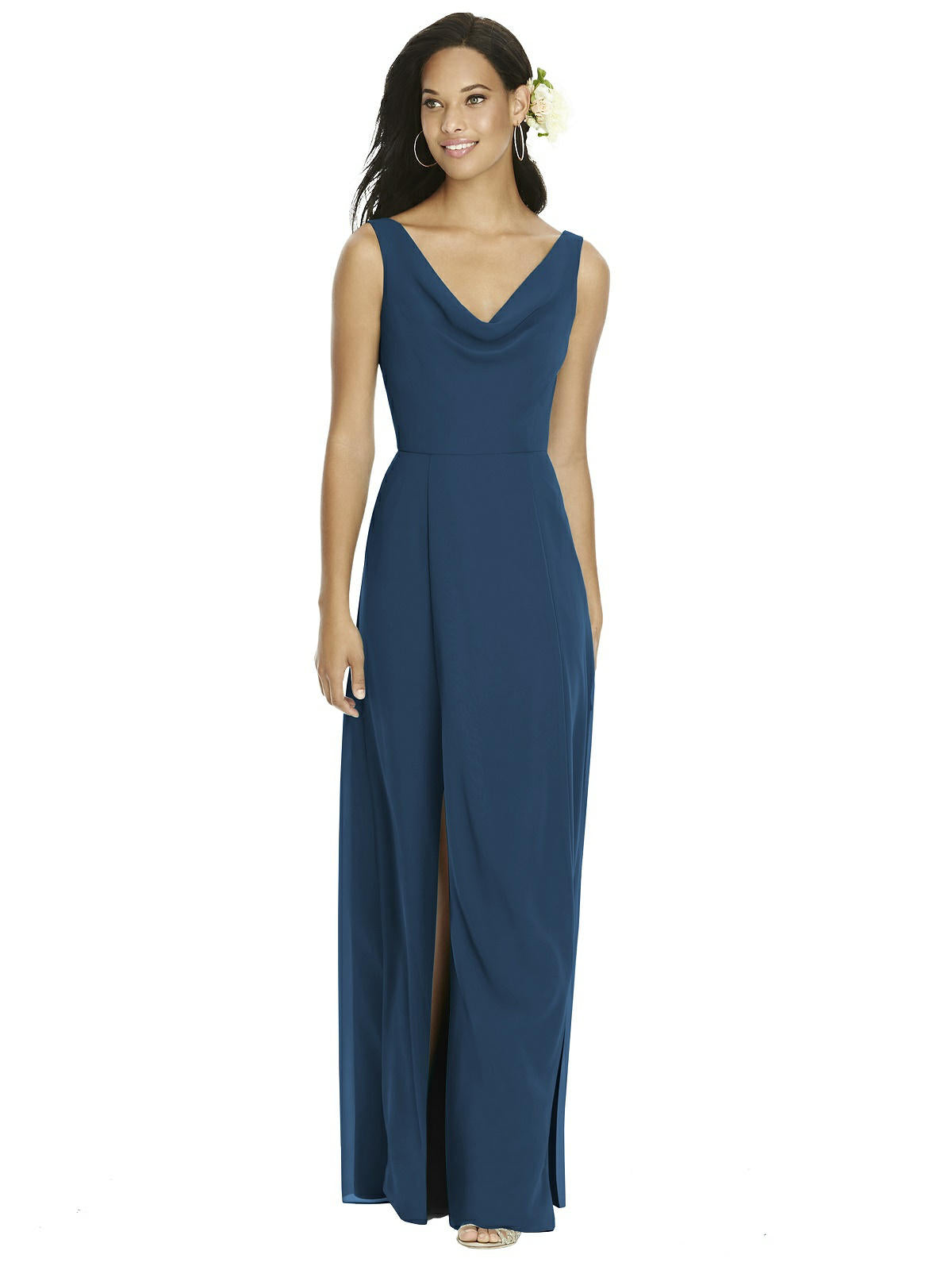 Dessy 8180...Full Length, Sleeveless, V-Neck Dress...Sofia Blue...Size 2
