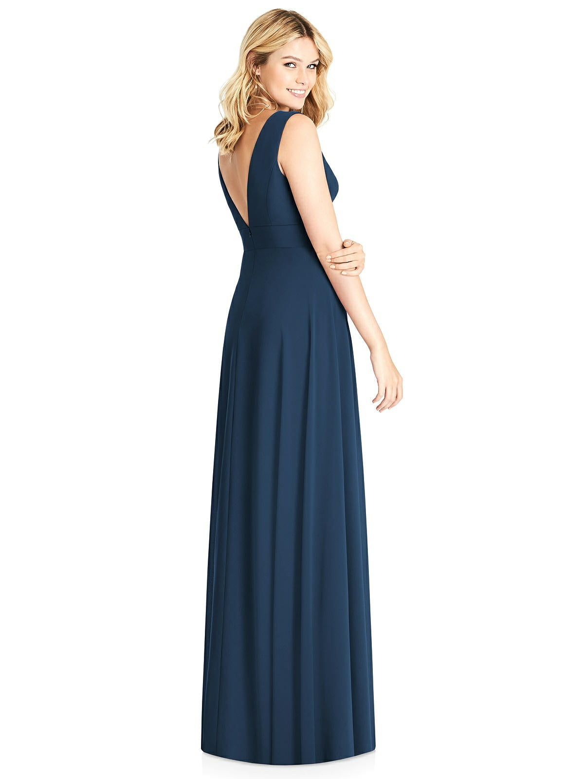 Dessy 8185....Sleeveless Deep V-Neck Open-Back Dress....Palomino...Size 8...NWT