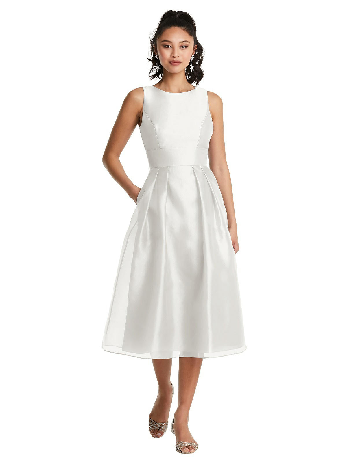 Thread TH066..Bateau Neck Open-Back Pleated Skirt Midi Dress..Starlight..Size 8