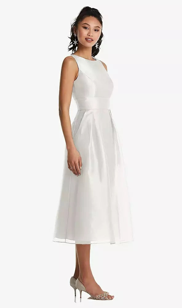 Thread TH066..Bateau Neck Open-Back Pleated Skirt Midi Dress..Starlight..Size 8