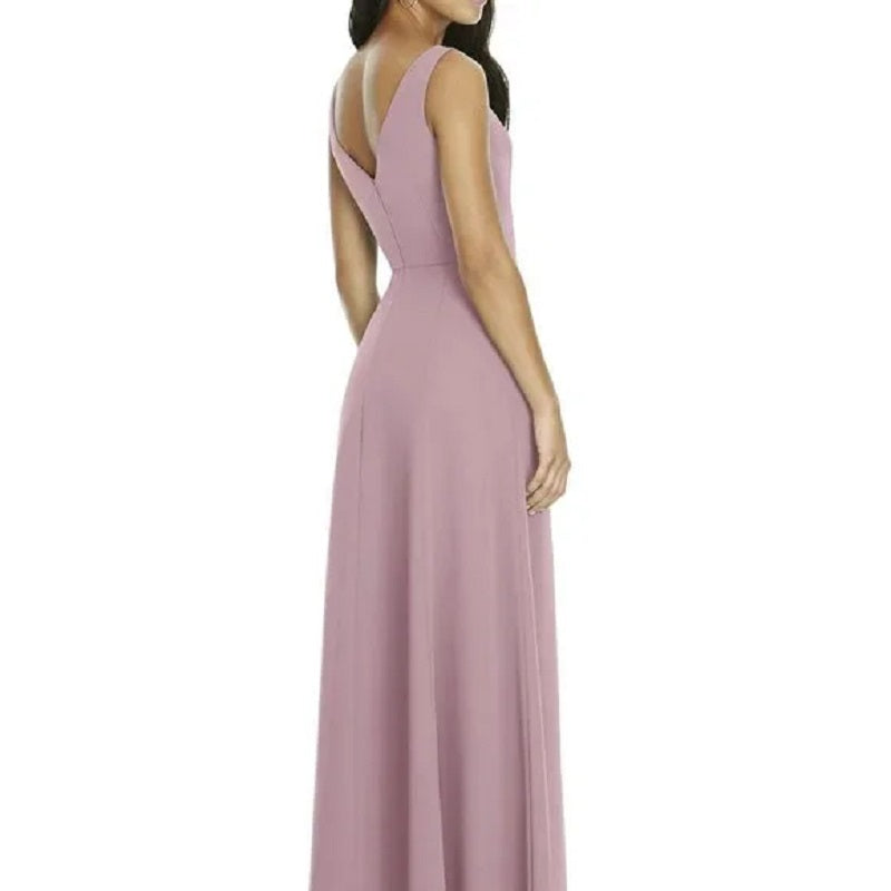 Dessy 8180....Full Length, Cowl Neck, V Back Dress....Suede Rose...Size 4