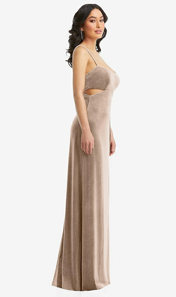 After Six 6866..Spaghetti Strap Cutout Midriff Velvet Dress....Topaz....Size S