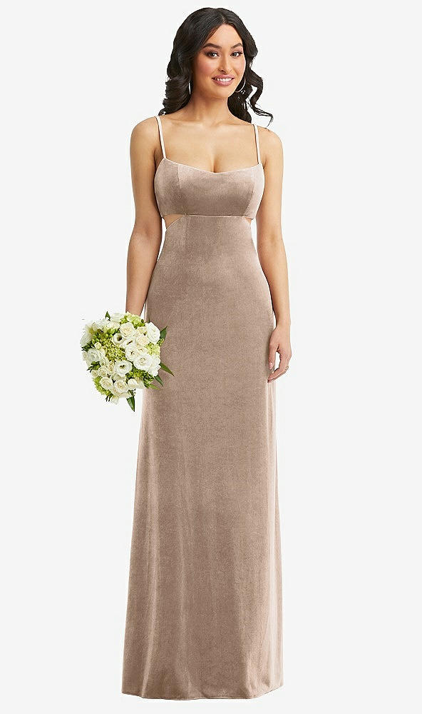 After Six 6866..Spaghetti Strap Cutout Midriff Velvet Dress....Topaz....Size S