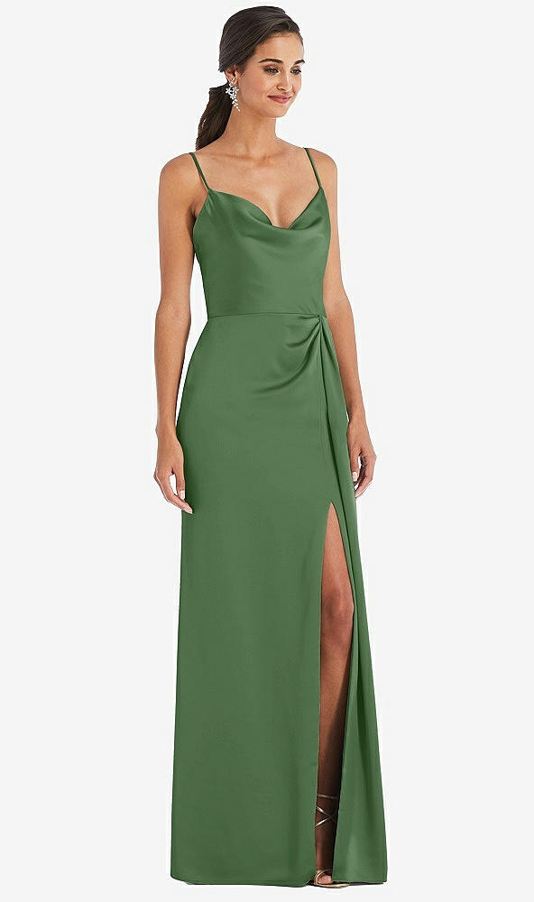 Dessy 3072..Cowl-Neck Draped Wrap Maxi Dress with Front Slit...Vineyard..Sz 8 L