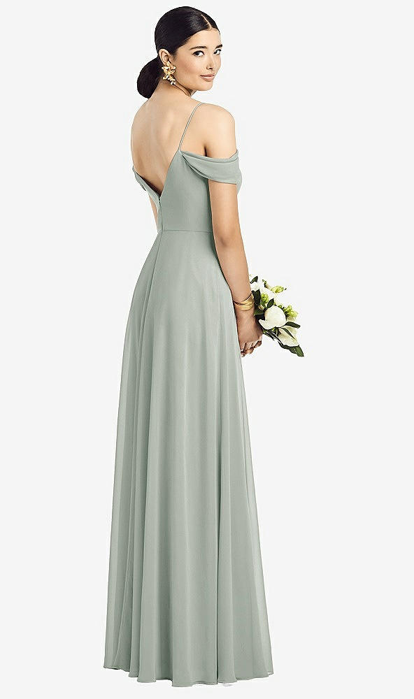 After Six 1526...Cold-Shoulder V-Back Chiffon Maxi Dress...Willow Green...Sz 4