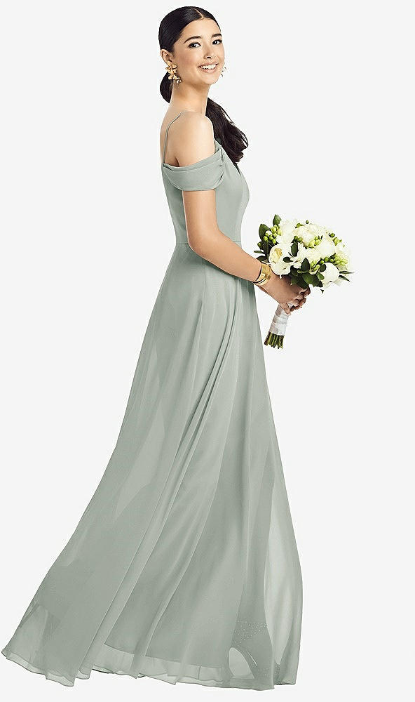 After Six 1526...Cold-Shoulder V-Back Chiffon Maxi Dress...Willow Green...Sz 4